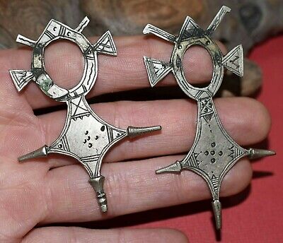 Antique Tuareg Tribe Ethnic Coin Silver Metal Tribal Amulet Crosses Niger Africa