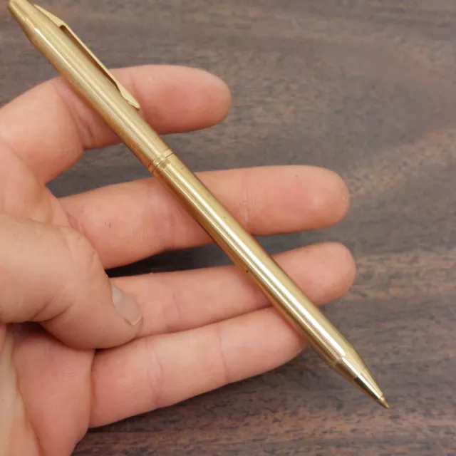 Chromatic Gold Tone Ballpoint Pen PAT USA Vintage Retro Modern Free Shipping