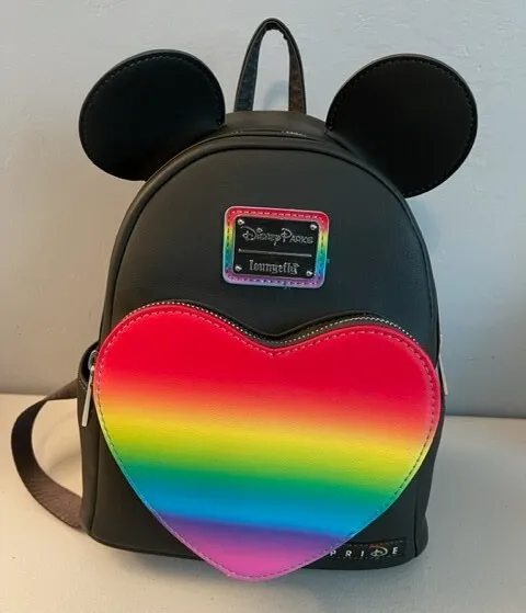 EUC!! Disney Parks Pride Mickey Loungefly Mini Backpack Rainbow Heart 2022
