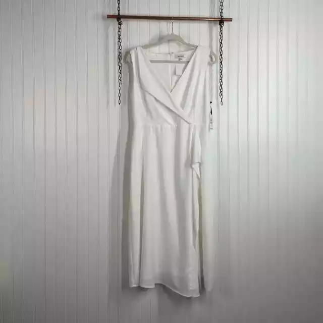 NWT Kensie Women’s White Lined Sleeveless V-Neck Midi Dress 12