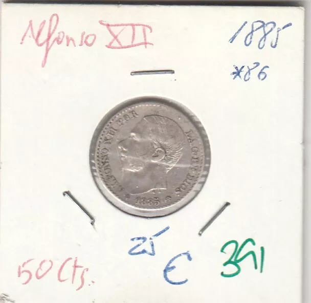 Cre0391 Moneda España Alfonso Xii 50 Centimos 1885 86