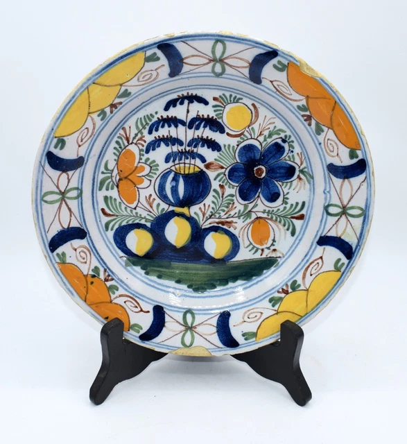 18Thc Plate Eighteenth Century Polychrome Earthenware Faience Dutch Delft Plate