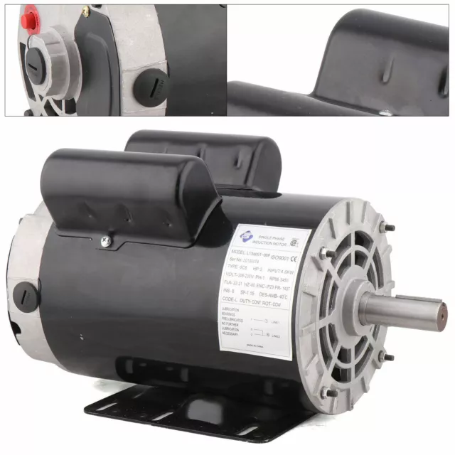 5 HP 7/8" Shaft 3450 RPM Single Phase Air Compressor Duty Electric Motor