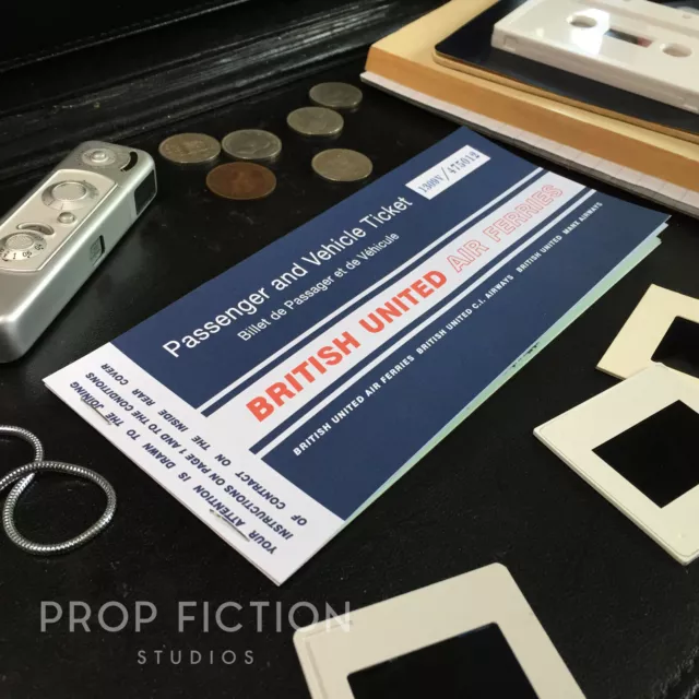 Cosplay Display: Goldfinger - Prop BUAF British United 10-Page Airline Ticket