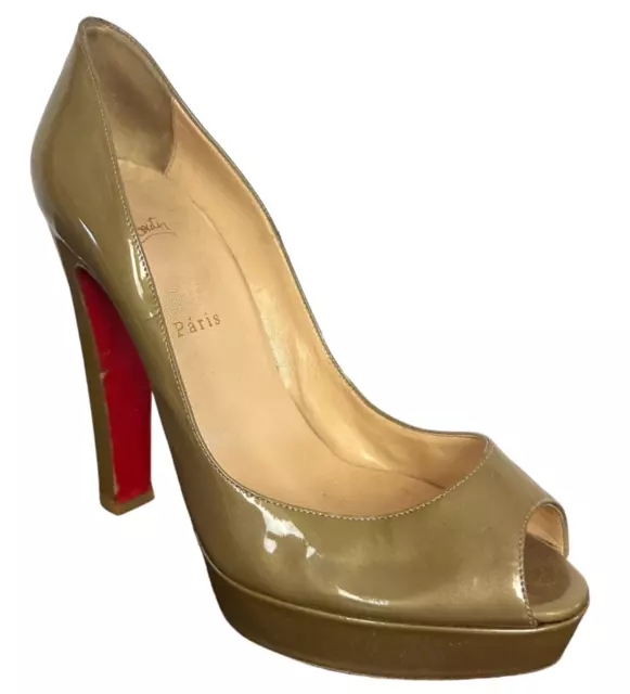 CHRISTIAN LOUBOUTIN Peep Toe Pumps size 9 Patent Leather Lady Peep Platform