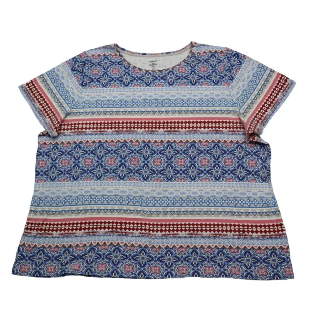 Camisa Croft Barrow para mujer 1X multicolor manga corta batik cuello redondo camiseta de algodón