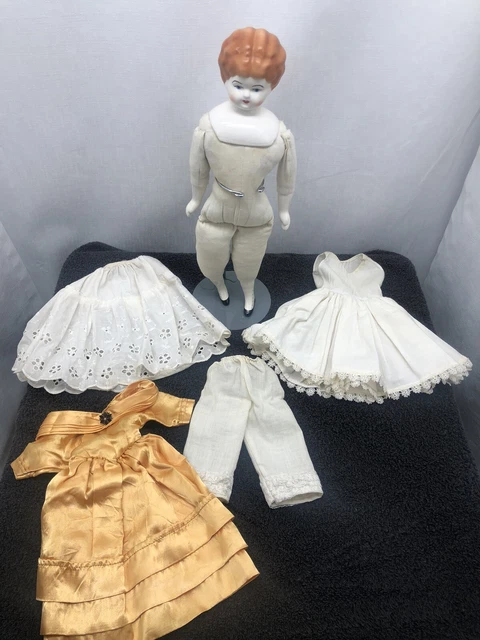 Antique China Doll Toy Bisque with Clothes Cloth Body