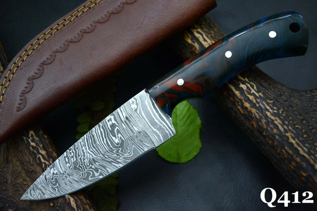8.7" OAL Custom Hand Forged Damascus Steel Hunting Knife Handmade (Q412)