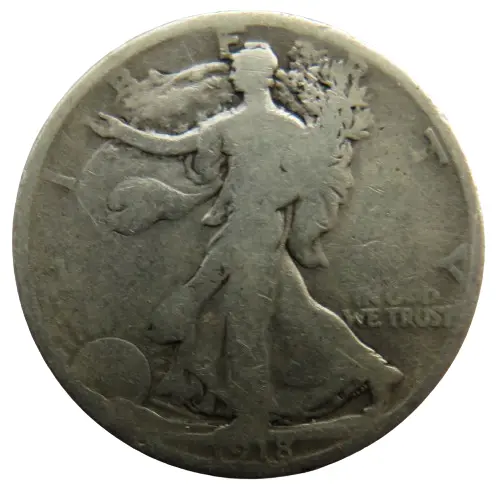 1918 USA Walking Liberty Silver $1/2 Half-Dollar Coin