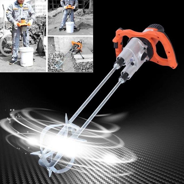 Electric Mortar Mixer Agitator  Paint Cement Stirrer Double Paddle Mixer2 Speeds