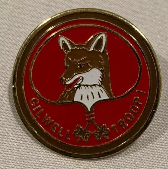 BSA Boy Scouts of America Gilwell Troop 1 FOX Wood Badge Hat Lapel Pin (Rare)