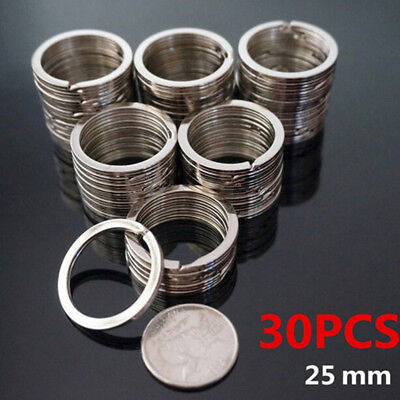 30 PIEZAS Llaveros de plata pulida con anillo dividido aro bucle soporte para llaves hágalo usted mismo