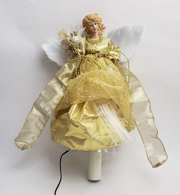 FIBER OPTIC ANIMATED Angel Christmas Tree Topper Wings Change Colors