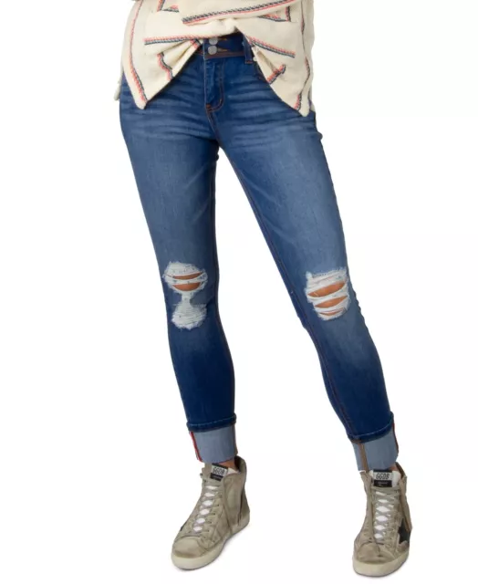 MSRP $49 Indigo Rein Juniors' Ripped Cuffed Jeans Blue Size 5 NWOT