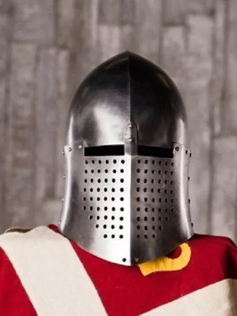 Hand-Forged Medieval Great Bascinet Helmet ~ sca~jousting~helm~knight~armor