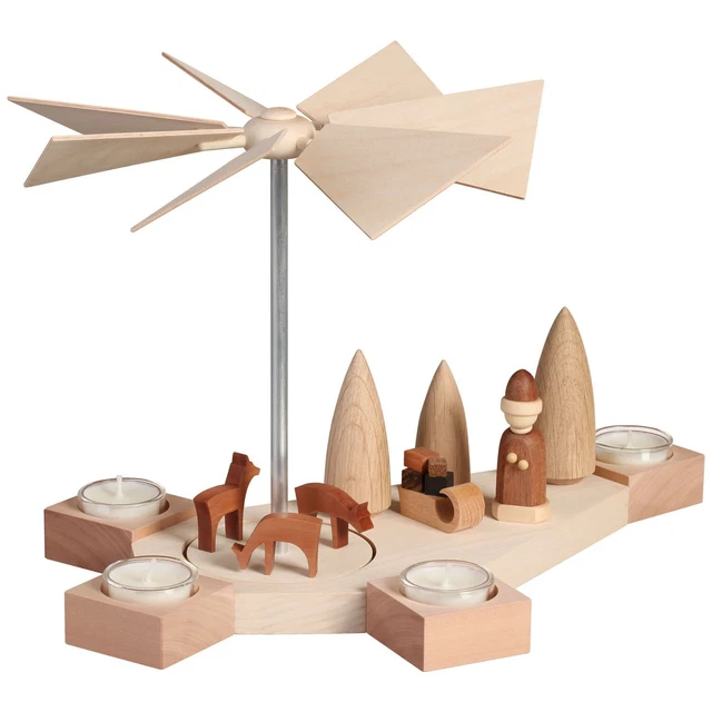 Natural Santa Sled Deer German Pyramid Tealight