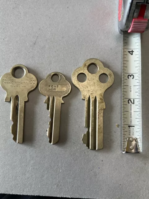 3 Different keys Jail Prison Keys 2 Folger Adams,  Lock Locksmith Joliet ILL