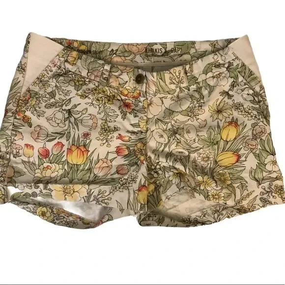 Khakis by Gap Maternity Floral Summer Shorts size 2 Green White Yellow Elastic