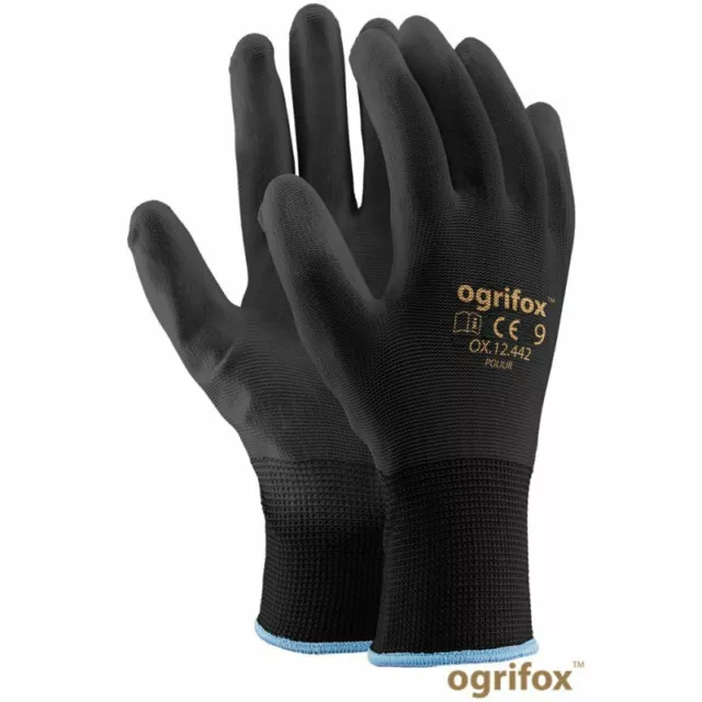 🧤 1,12,24 Nylon PU Coated Grip Work Safety Gloves Builders Gardening