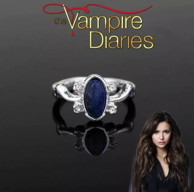 The Vampire Diaries: Elena Gilbert, Blue Lapis, Antique Silver, Daylight Ring