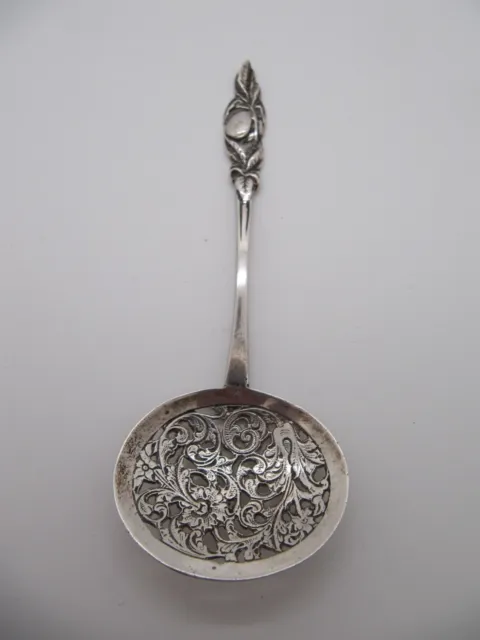 Dutch Antique Sterling Silver Sugar Sifter Spoon