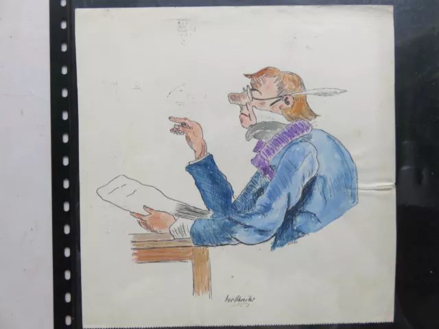 Originales Gemälde "Der Schreiber" aus 1941, Karikatur