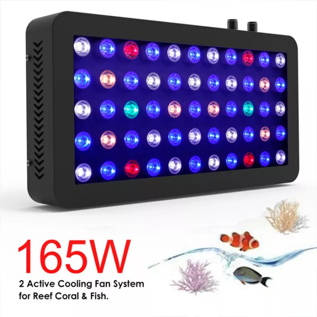 165W Dimmable Full Spectrum Auqarium LED Light Saltwater Freshwater Coral Reef