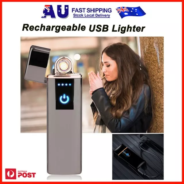 Electric Lighter Usb Rechargable Windproof Flameless Finger Print Gentle Touch