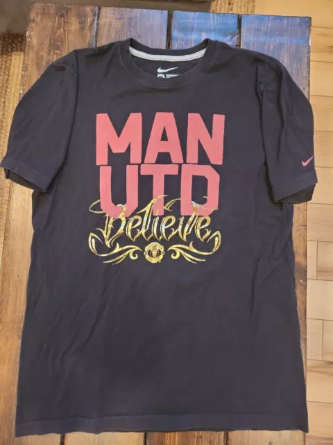 Manchester United Believe Black T Shirt Size M