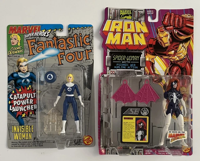 New Lot Of 2 1994 Toy Biz Marvel Figures Iron Man Spider Woman & Invisible Woman