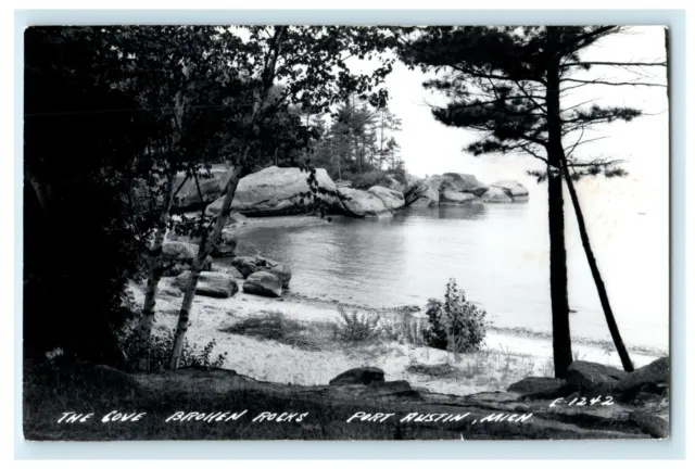1946 The Cove Broken Rocks Port Austin Michigan MI RPPC Photo Postcard