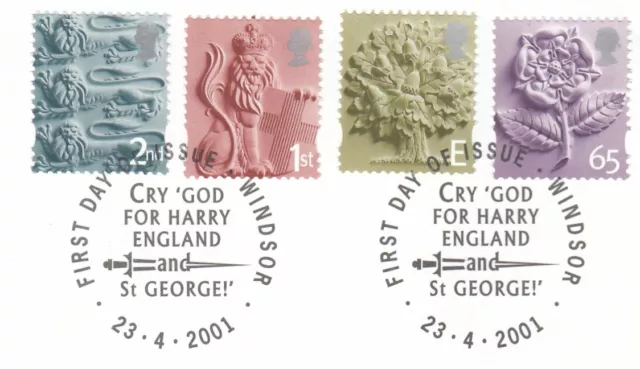 (106040) England 65p E 1st 2nd Definitives GB Used 2001 ON PIECE