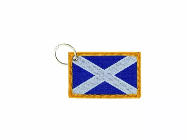 Keychain keyring embroidered embroidery patch double sided flag scotland