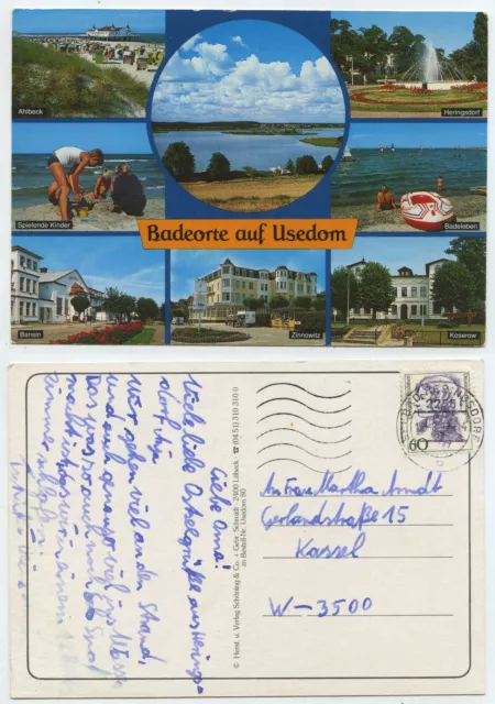 58838 - seaside resorts on Usedom - postcard, run Heringsdorf 14.8.1992