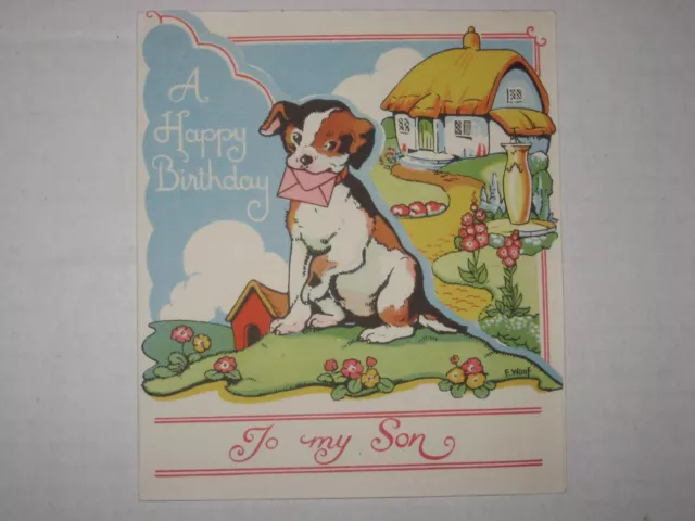 Vintage Birthday Greetings Card, A Happy Birthday To My Son - Unused