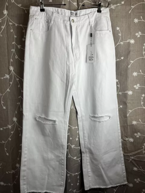 Princess Połly Womens Cece Hammer White Leg Rip Knee White Jeans Sz 12NWT