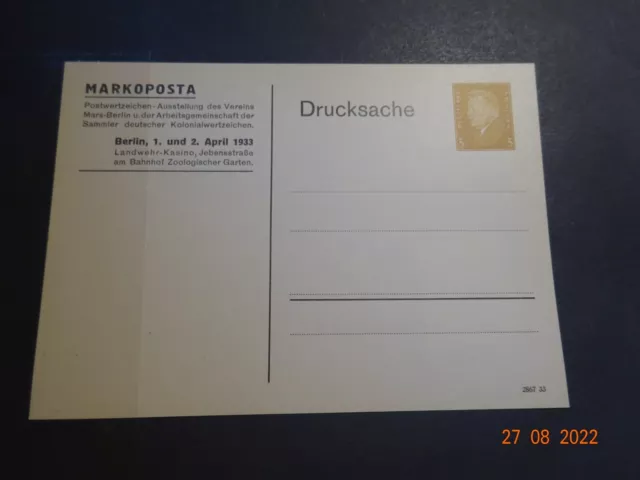 DR Ganzsache Privatganzsache PP106 C15-01 Markoposta - 1933