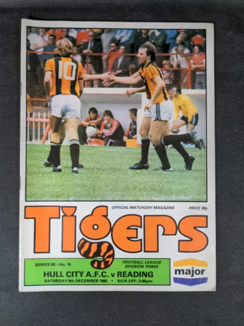 Hull City v Reading Vintage Football Match Program 06/12/1980