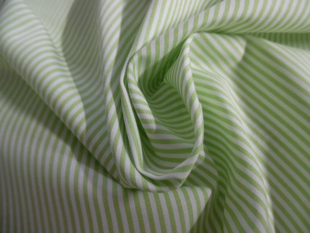 MICRO STRIPE PIMA COTTON~WHITE/SPRING GREEN~12"x60"~SILKY HAND~SHEER~DOLL FABRIC