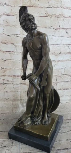 Bronce Mármol Estatua Romano Militar Warrior Guerra Sparton Arte Deco