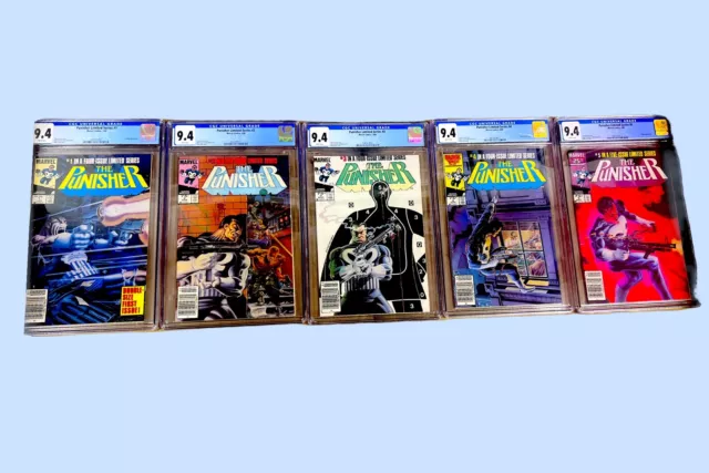 ALL NEWSSTAND Punisher Limited Series Complete Run 1-5 CGC 9.4  RARE LOT