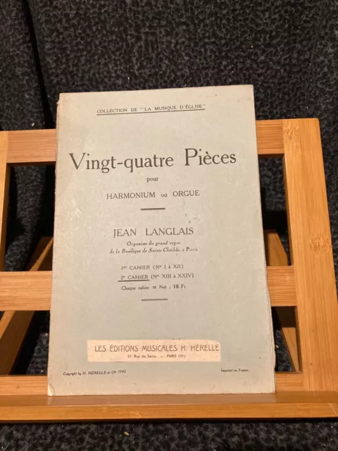 Jean Langlais 24 pièces pour orgue ou harmonium vol. 2 partition Herelle