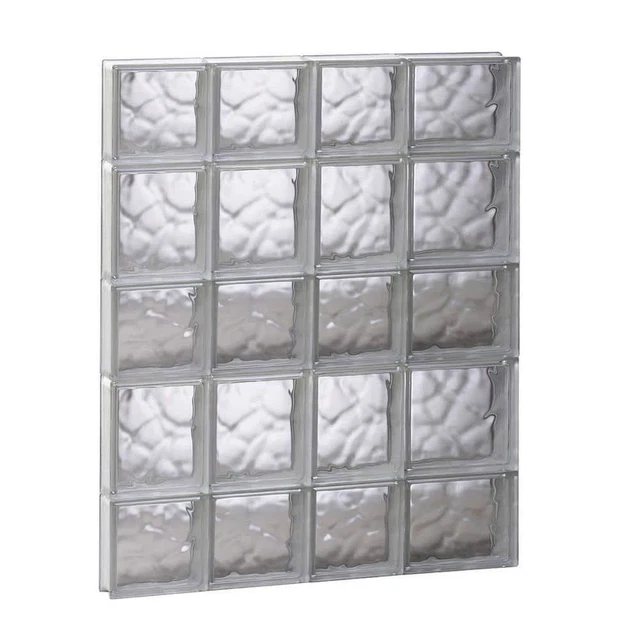 Clearly Secure Glass Block Window 25" x 32.75" Frameless Wave Pattern Non-Vented