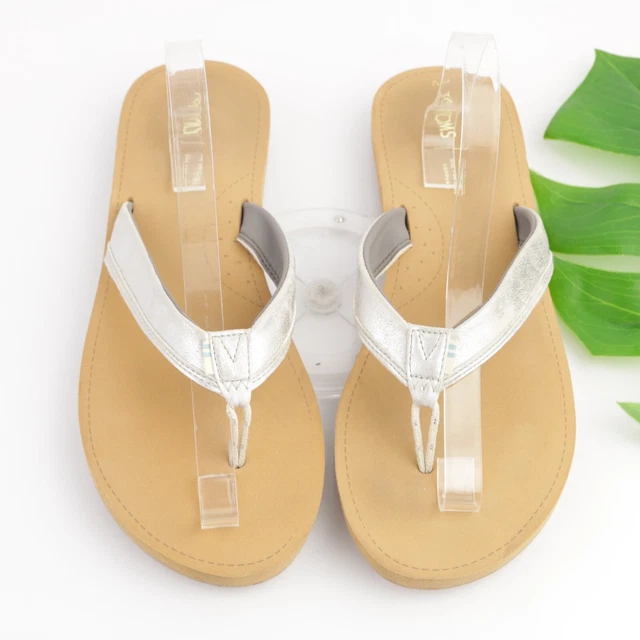 TOMS Women's Gabi Sandal Size 12 Slide Gray Ivory Thong Flip Flop Beach Vacation