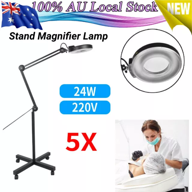 5X Magnifying Lamp Glass Lens Beauty Illuminated Light Magnifier Desk Stand AUS