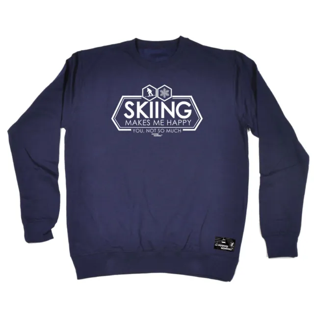 Pm Skiing Makes Me Happy - Mens Novelty Funny Top Sweatshirts Jumper Sweatshirt