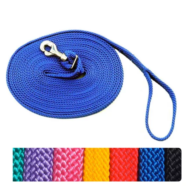 Horse Soft Braided Lunge Lead 8.5 Metres With Hand Loop & Snap Vibrant Colours