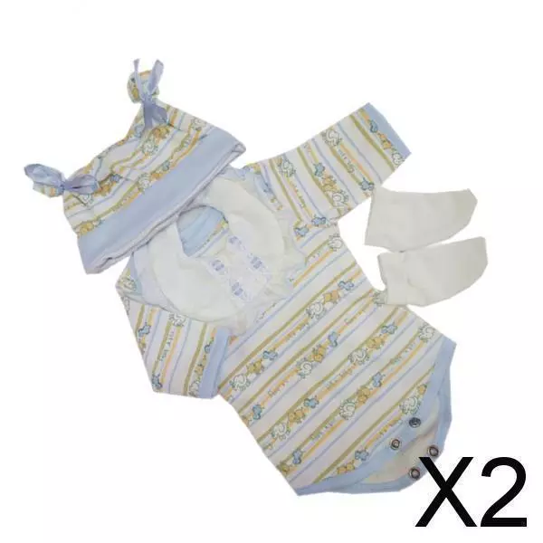 2X Barboteuses rayées Bib Hat Chaussettes Vêtements pour 17 "-18" Reborn Doll