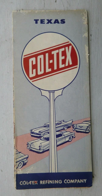 1957 Texas road map C0l-TEX oil gas