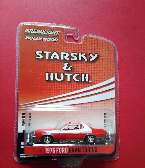 Greenlight – Ford Gran Torino Starsky & Hutch 1976 – 1/64 – Miniature Métal Rouge/blanc